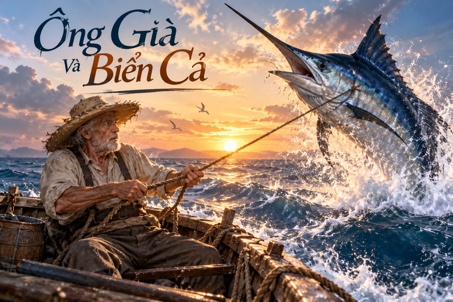 Ông Già Và Biển Cả kể cuộc chiến bền bỉ của lão Santiago với biển khơi, thể hiện nghị lực và lòng kiên cường