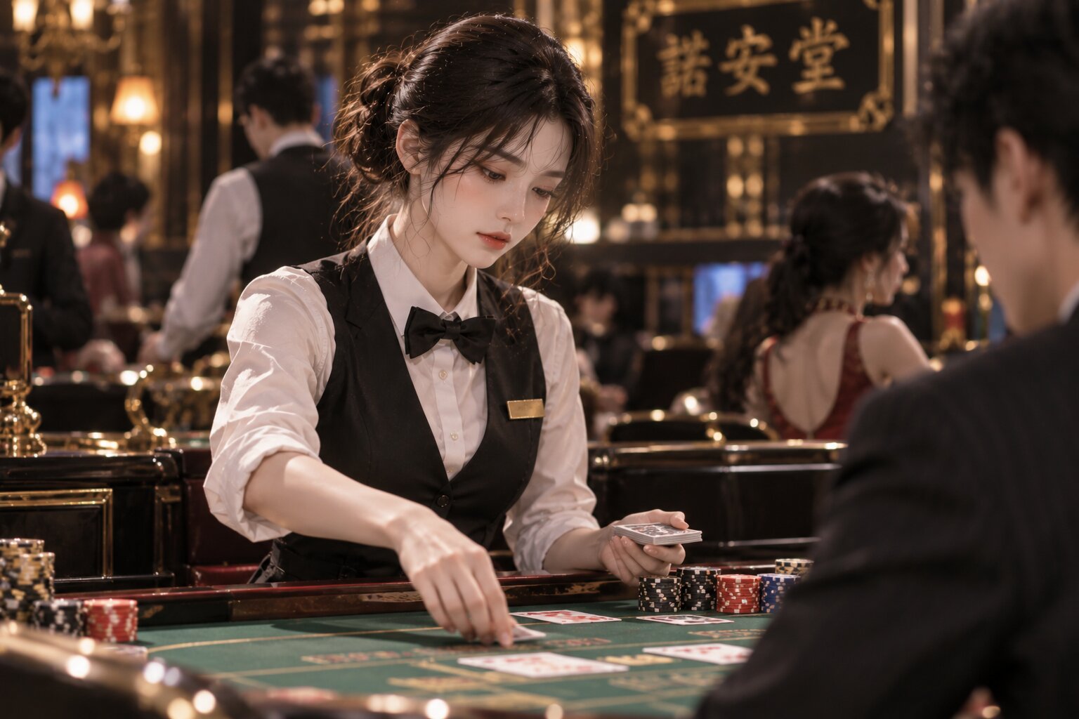 Dư Y che giấu thân phận, kiếm sống bằng công việc tại một phòng bài ở Nho An Đường trước khi gặp Ngụy Tông Thao