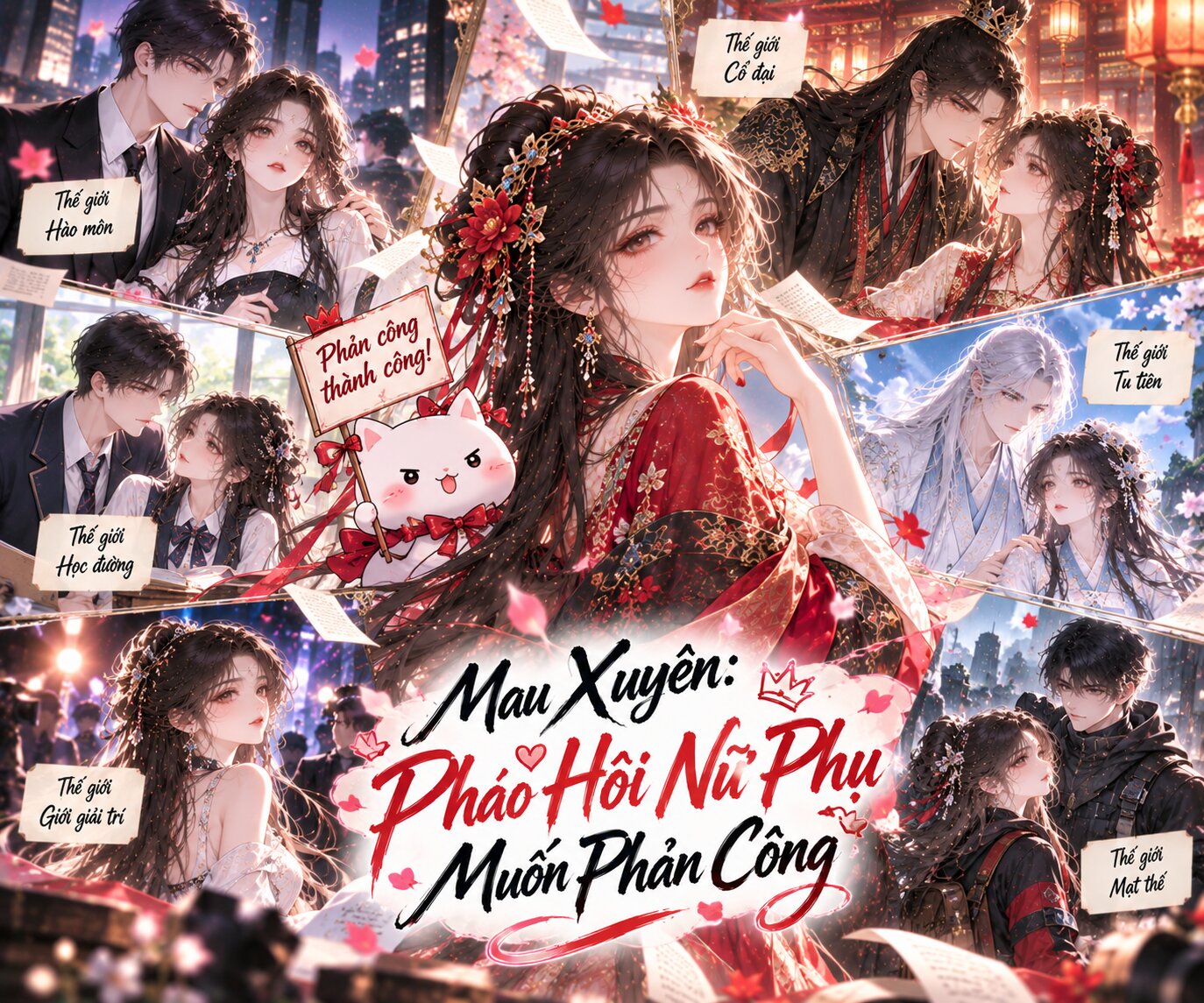 Nữ chính xuyên qua nhiều thế giới, hóa thân thành pháo hôi nữ phụ và từng bước phản công để thay đổi kết cục bất công