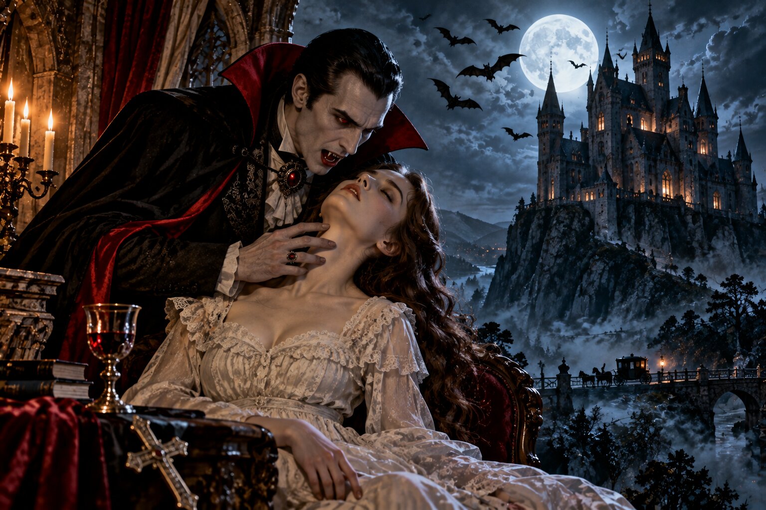 Bá tước Dracula rời lâu đài Transylvania, mở ra câu chuyện Gothic huyền bí về ma cà rồng và cuộc đối đầu đầy ám ảnh