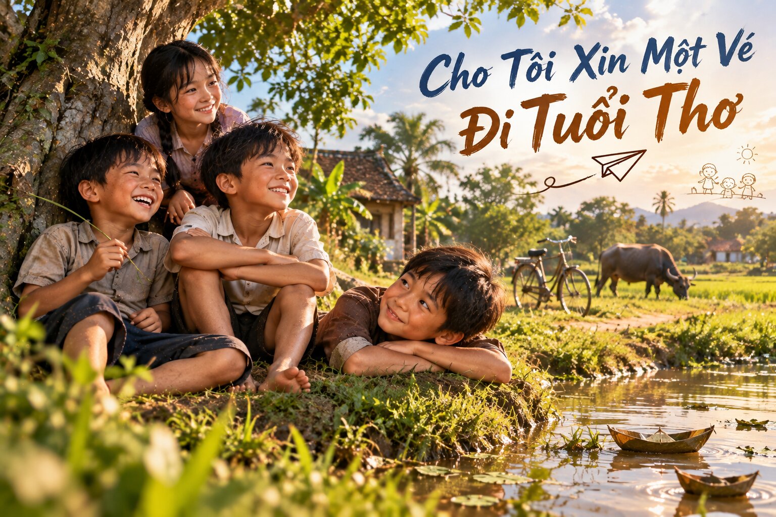 Cho Tôi Xin Một Vé Đi Tuổi Thơ đưa người đọc trở lại thế giới trẻ thơ hồn nhiên qua cu Mùi và những người bạn