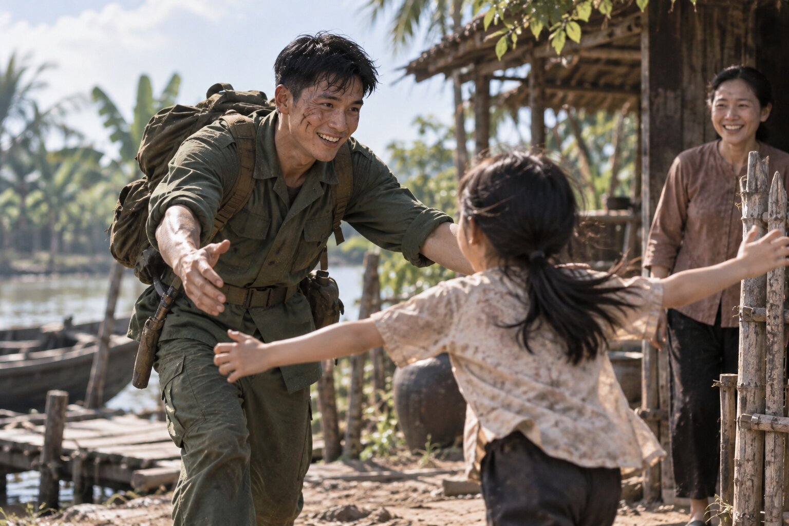 Sau tám năm tham gia kháng chiến, ông Sáu trở về quê nhà với niềm xúc động và mong mỏi được đoàn tụ cùng gia đình