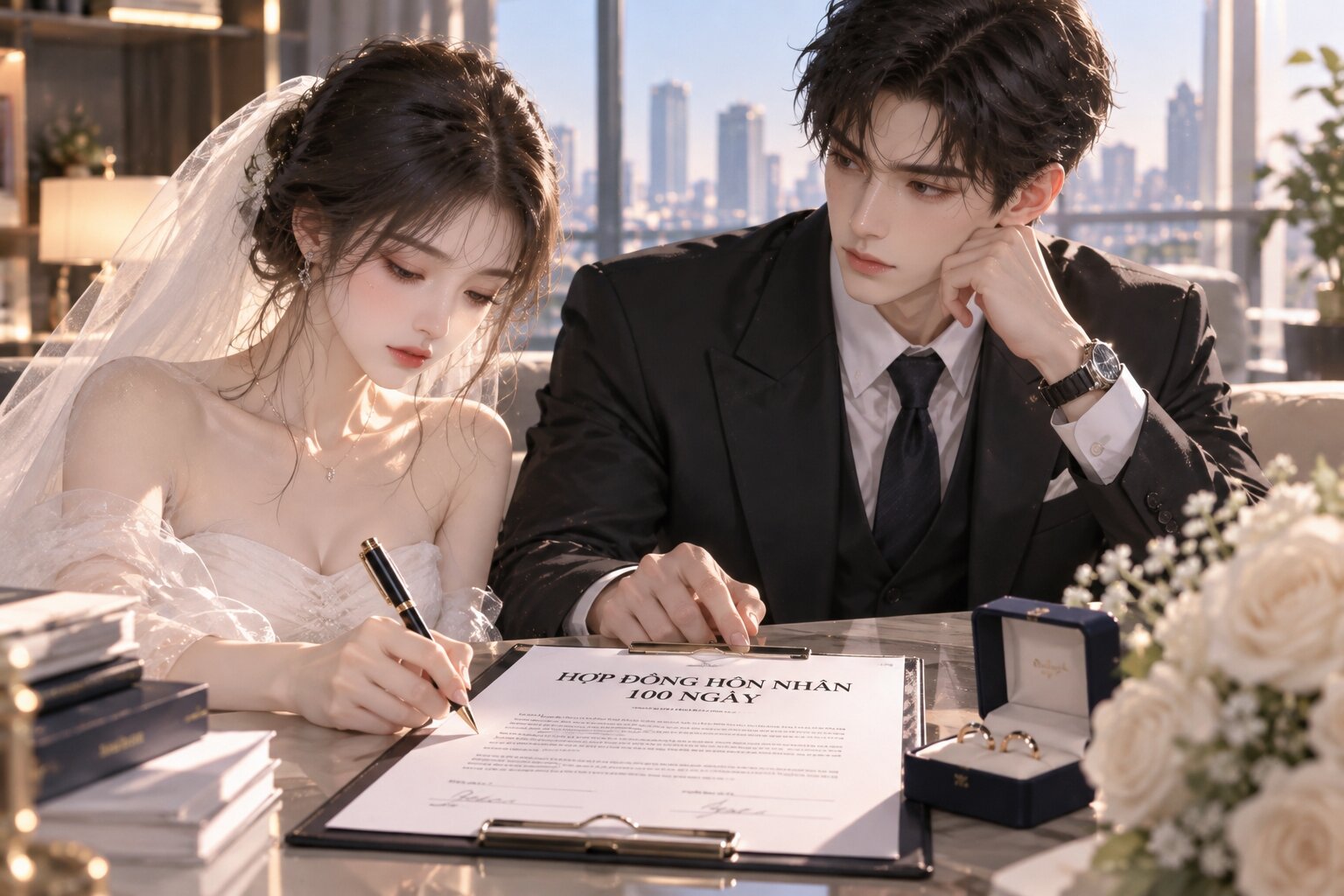  Hai nhân vật chính bước vào cuộc hôn nhân kéo dài 100 ngày, mở đầu cho mối quan hệ đầy bất ngờ